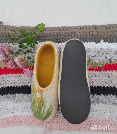 Тапочки валяные из овечьей шерсти р.38