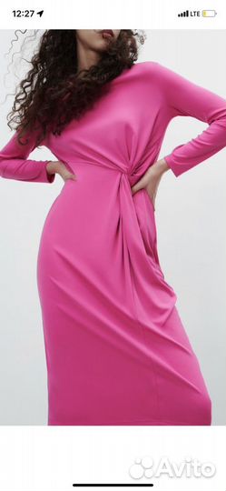 Платье миди Zara фуксия S L новое