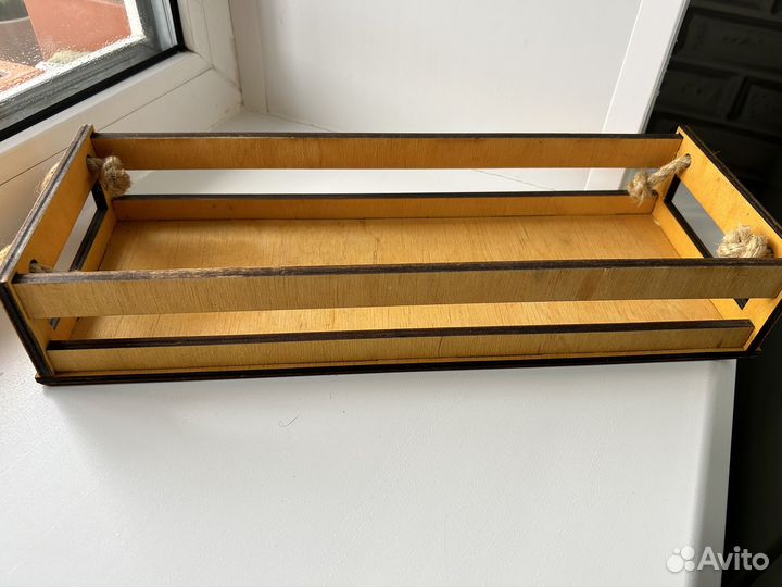 Полка деревянная для специй 34х12х6 желтый