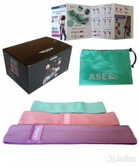 Фитнес резинки тканевые/эспандер ленты набор