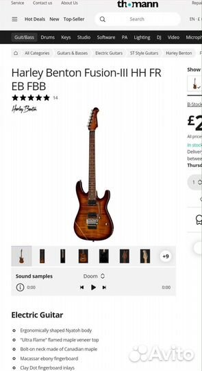 Harley Benton Fusion II HH FR EB FBB