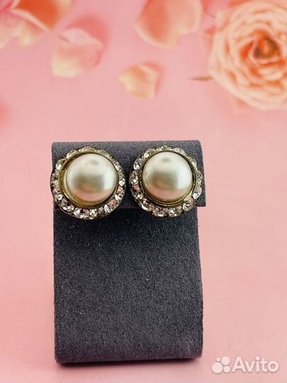 Винтажные клипсы жемчужина в обрамлении. США. А