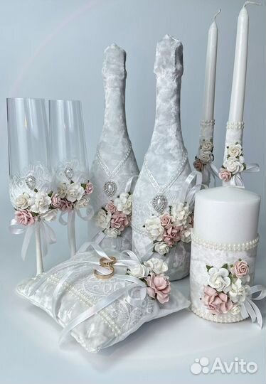 Свадебный набор бокалы, семейный очаг, чехлы