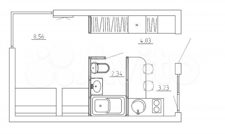 Апартаменты-студия, 18,8 м², 1/1 эт.