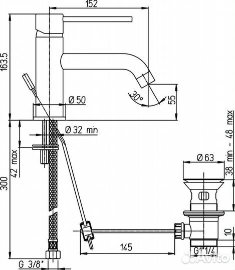 Смеситель для раковины Paini Cox 78PZ211LBL