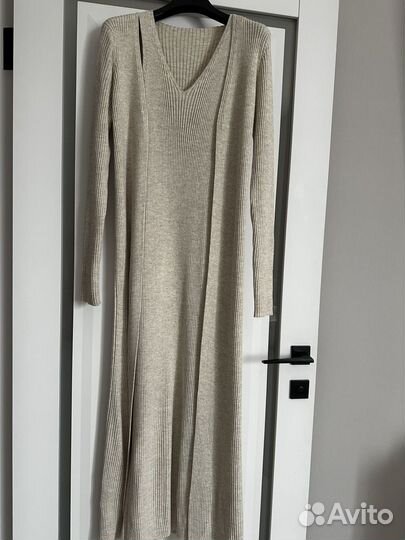 Платье лапша вязка с трикотажным кардиганом