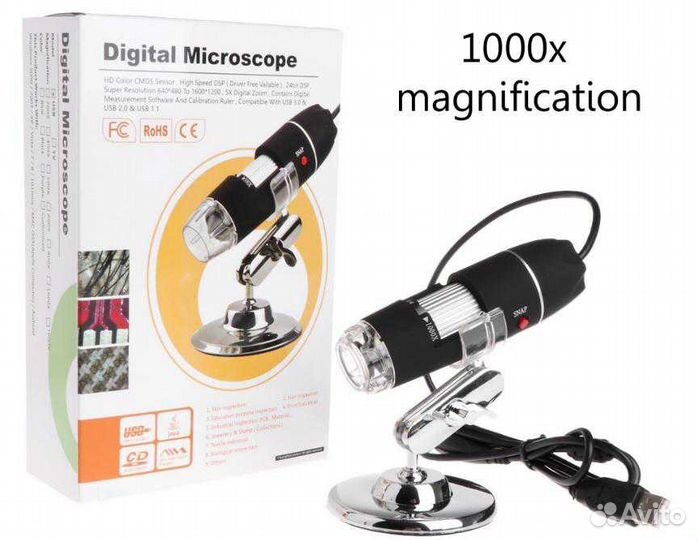 Новый цифровой 1600X usb-микроскоп с подсветкой