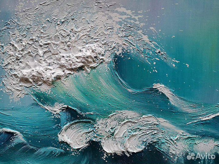 Картина маслом на холсте Морская волна