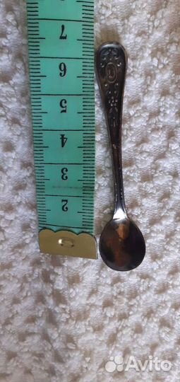 Старинная солонка с ложечкой, эмаль