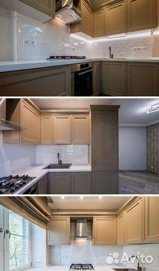 Белая прямая кухня