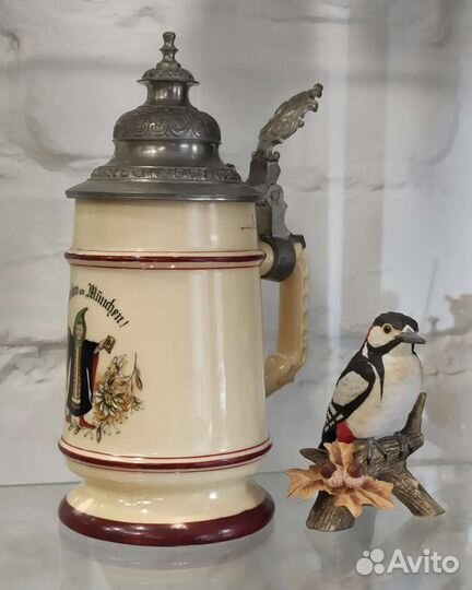 Немецкая пивная кружка, с картиной на донце