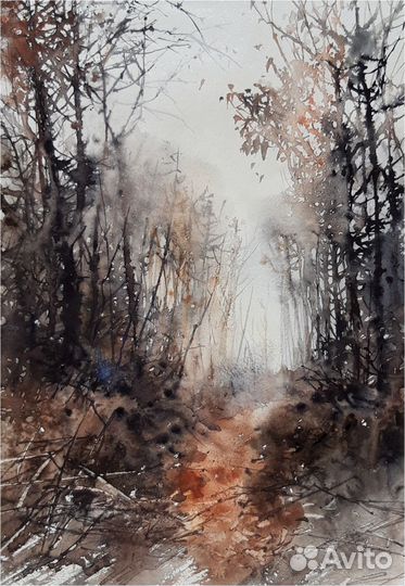 Картина акварель пейзаж