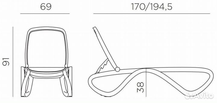 Шезлонг-лежак пластиковый Nardi, Omega Тортора