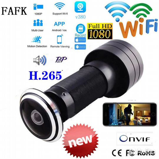 Дверной Видеоглазок V380 видеонаблюдение