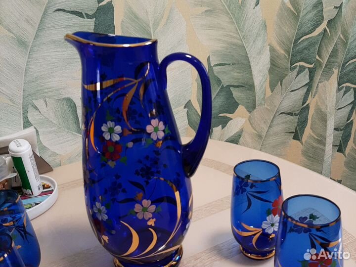 Кувшин из богемского стекла Чехословакия