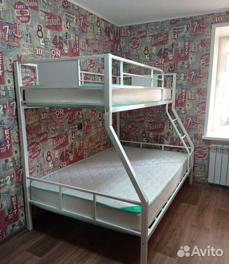 Кровать двухьярусная металл 120 см шириной