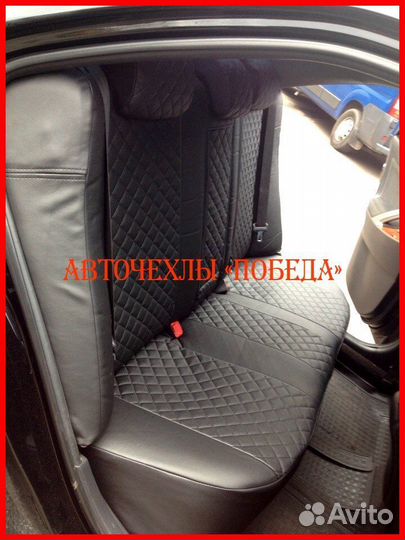 Чехлы Toyota Camry v40 из экокожи чёрные Ромб
