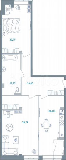 2-к. квартира, 110,7 м², 3/19 эт.