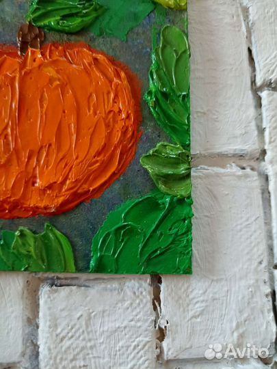 Тыква картина масляными красками на картоне