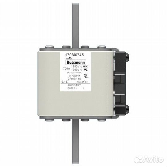 Eaton 170M6745 Быстрый предохранитель 700A 1250V 3FKE/115 AR CU, модель 170M6745. Оплата на рс с НДС