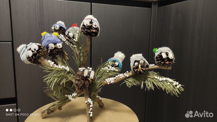 Зимняя поделка птицы