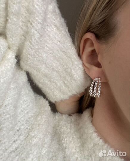 Новые серьги Liz Claiborne полукольца под серебро