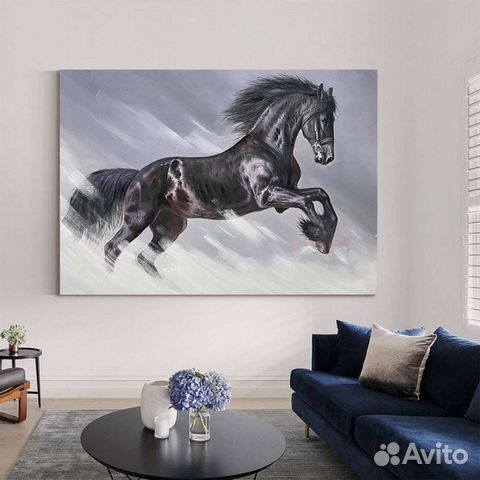 Интерьерная картина маслом лошадь