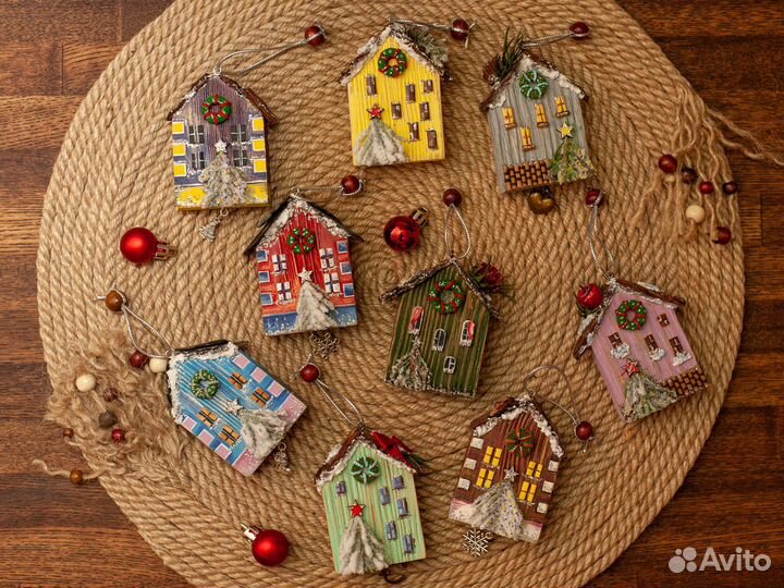Новогодние украшения на елочку (домики)