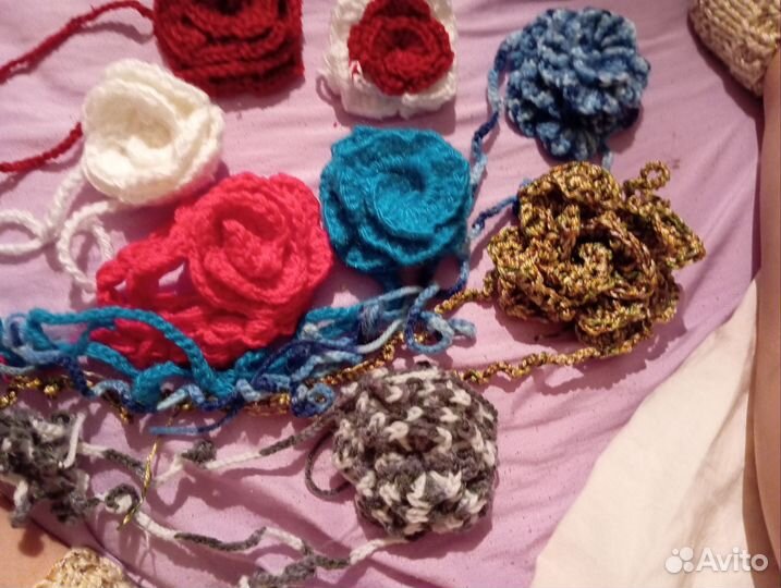 Чекеры вязанные цветок