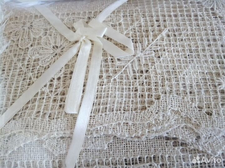 Большое покрывало филейного кружева ручной работы