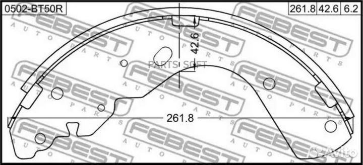 Febest 0502-BT50R Колодки тормозные задние (бараба