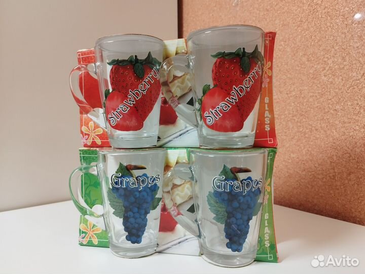 Кружки стеклянные новые подарок на Новый год