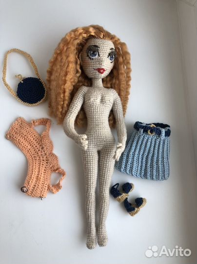 Кукла Барби анатомическая вязаная крючком