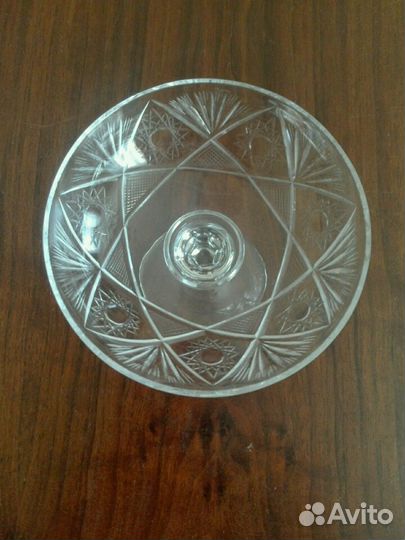Хрустальная конфетница на ножке. ссср. Тяжелая