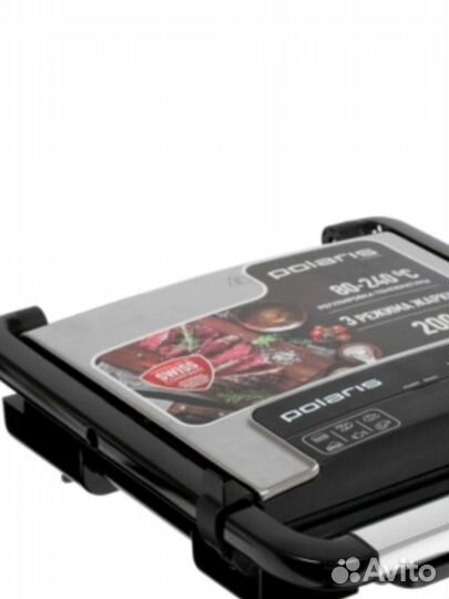 Гриль Polaris PGP 1502, серебристый/черный 2000 Вт