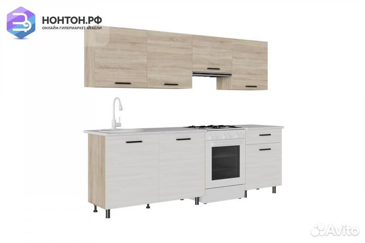 Кухня Глория 2.4м дуб сонома светлый / ясень анкор