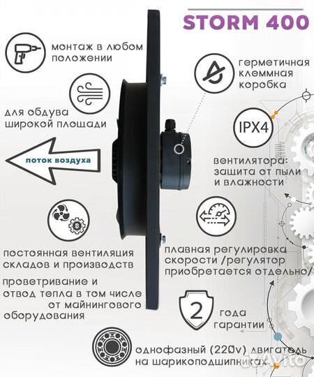 Вентилятор осевой storm YWF2E 400