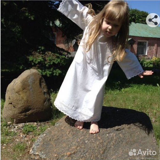 Хлопковая рубашка-сорочка для девочки