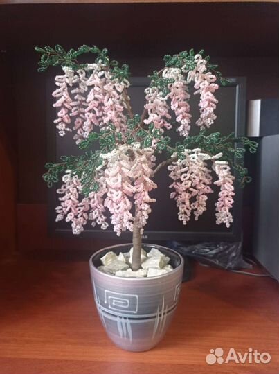 Дерево глициния из бисера. Ручная работа