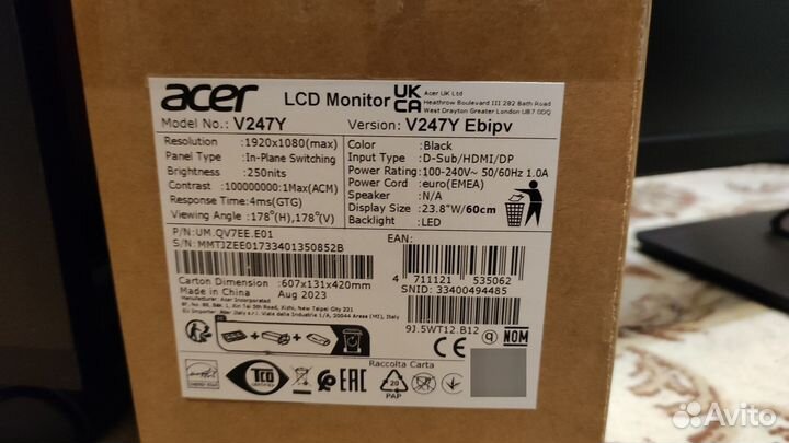 Монитор Acer V247Y 24 дюйма