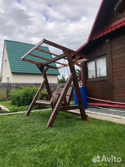 Качели садовые деревянные