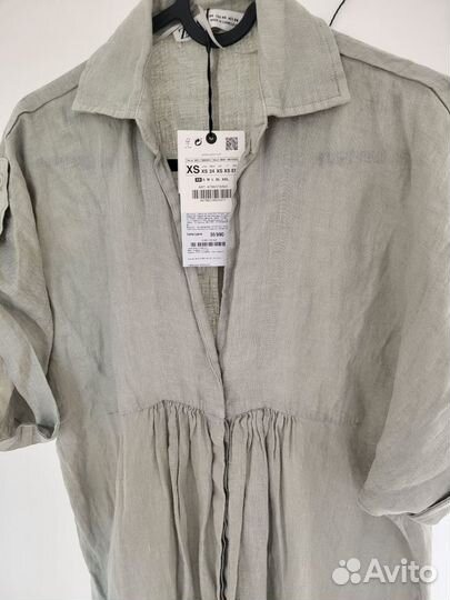 Платье zara XS L XL лён 100%