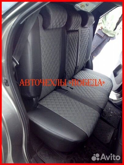 Чехлы Kia Sorento 3 из экокожи чёрно-серые Ромб