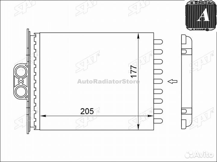 Радиатор отопителя салона opel vectra 95/saab 9-5 97- (с кондиционером)(трубчатый) ST870006