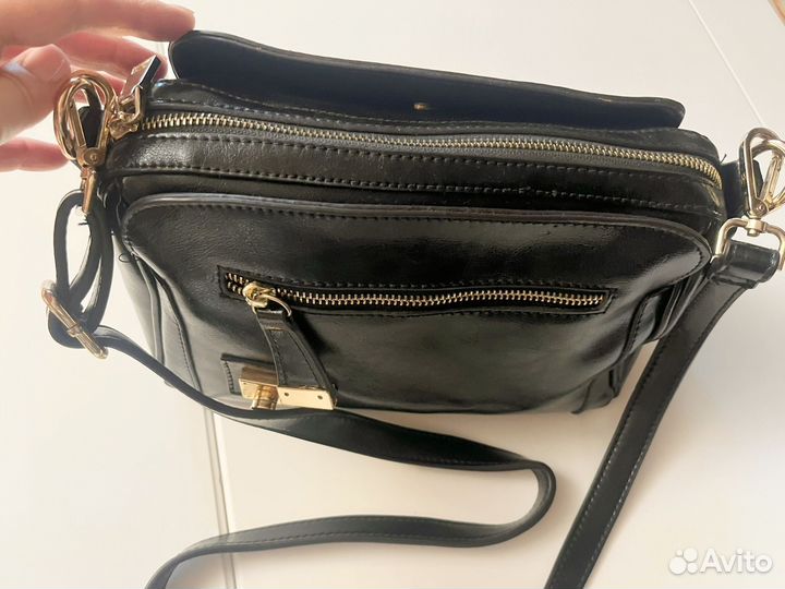 Сумка женская маленькая натуральная кожа черная