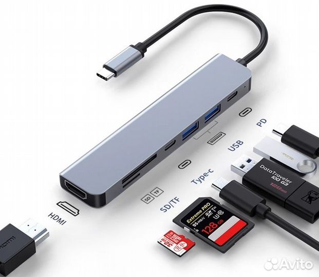 7 в 1 USB C концентратор адаптер Расширенный док