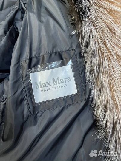 Пуховик женский max mara с мехом лисы