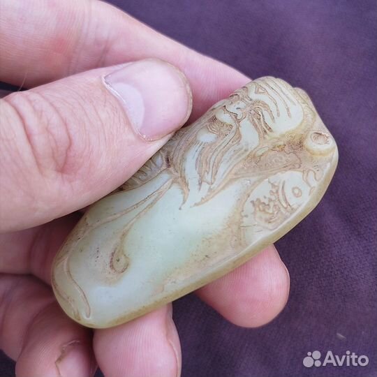 Нефрит. Китай. Рыбак. Подвеска