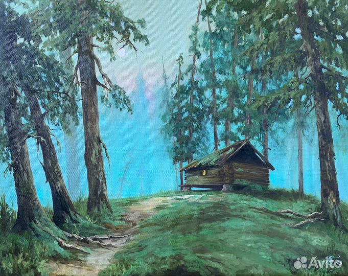 Картина маслом лесной пейзаж