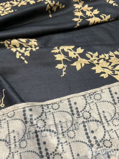 Шерстяной платок Dior черный двухсторонний мягкий